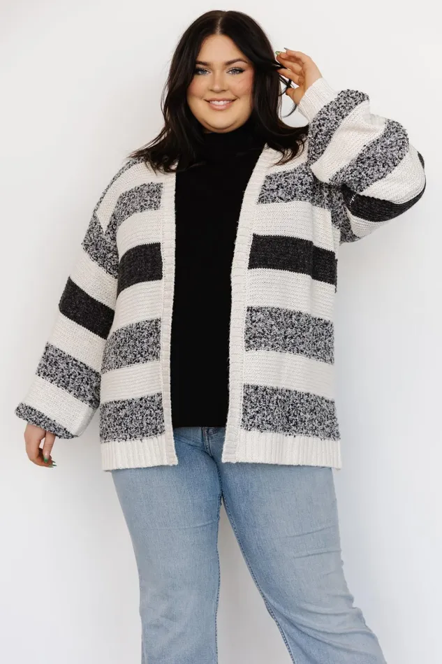 Banff Stripe Cardigan Black Ivory Women Baltic Born Cardigans Banff Stripe Cardigan Black Ivory Women Baltic Born Cardigans