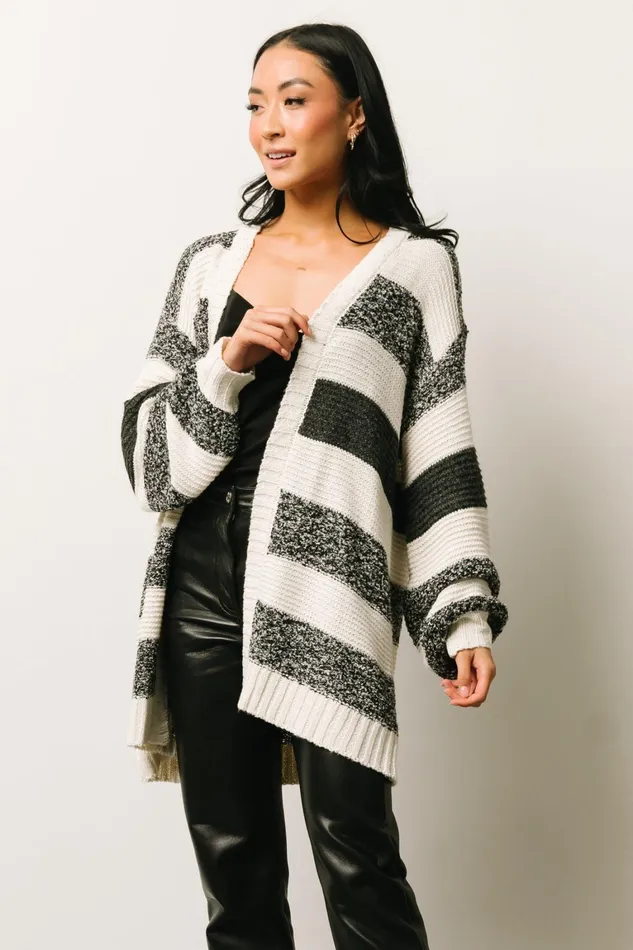 Banff Stripe Cardigan Black Ivory Women Baltic Born Cardigans Banff Stripe Cardigan Black Ivory Women Baltic Born Cardigans