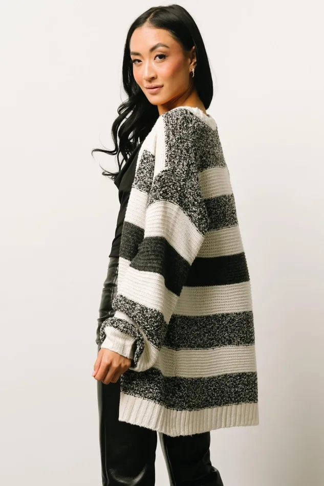 Banff Stripe Cardigan Black Ivory Women Baltic Born Cardigans Banff Stripe Cardigan Black Ivory Women Baltic Born Cardigans