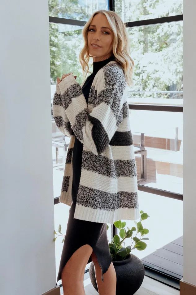 Banff Stripe Cardigan Black Ivory Women Baltic Born Cardigans Banff Stripe Cardigan Black Ivory Women Baltic Born Cardigans