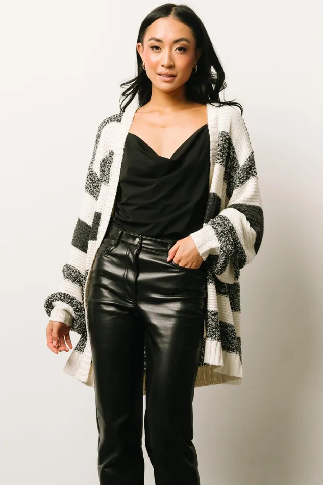 Banff Stripe Cardigan Black Ivory Women Baltic Born Cardigans Banff Stripe Cardigan Black Ivory Women Baltic Born Cardigans