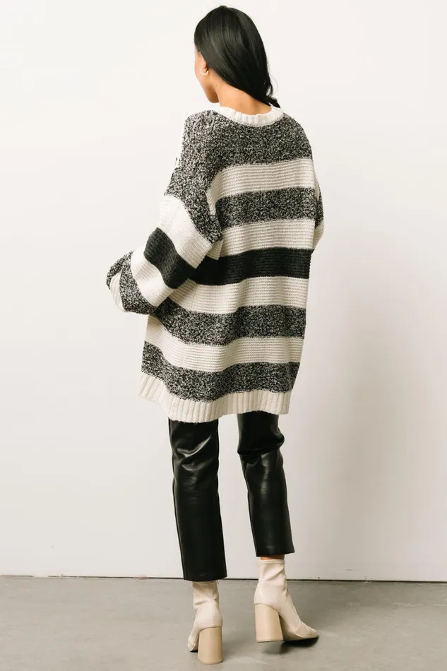 Banff Stripe Cardigan Black Ivory Women Baltic Born Cardigans Banff Stripe Cardigan Black Ivory Women Baltic Born Cardigans