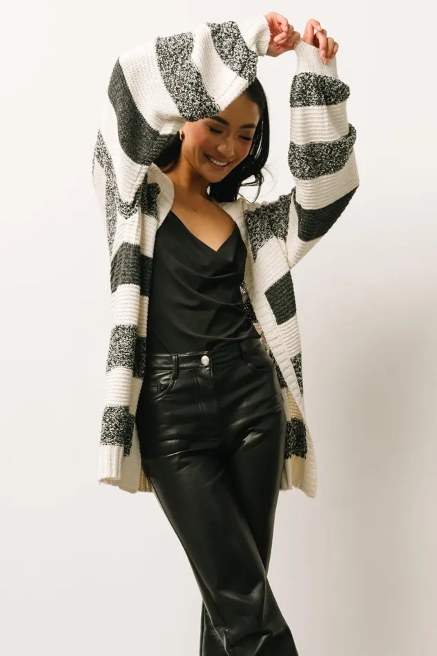 Banff Stripe Cardigan Black Ivory Women Baltic Born Cardigans Banff Stripe Cardigan Black Ivory Women Baltic Born Cardigans