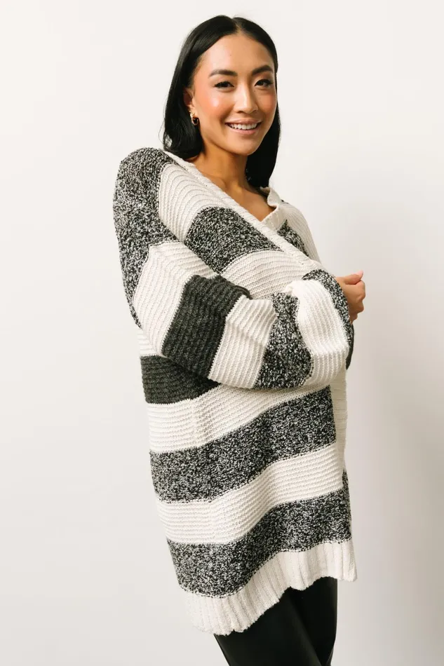 Banff Stripe Cardigan Black Ivory Women Baltic Born Cardigans Banff Stripe Cardigan Black Ivory Women Baltic Born Cardigans