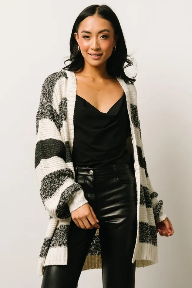 Banff Stripe Cardigan Black Ivory Women Baltic Born Cardigans Banff Stripe Cardigan Black Ivory Women Baltic Born Cardigans