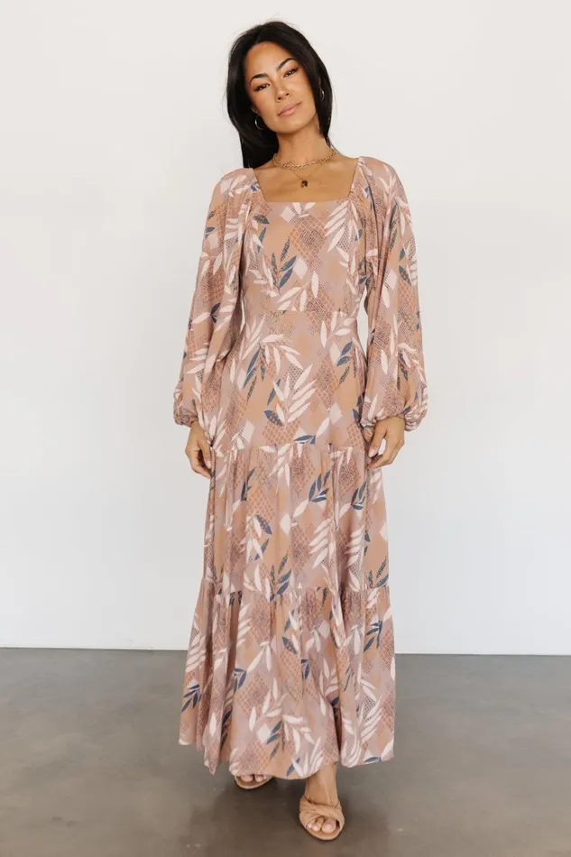 Barbara Maxi Dress Dusty Mauve Print Women Baltic Born Bump Friendly