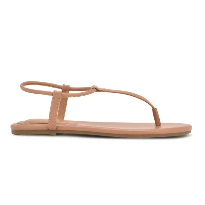 Bassie Flat Sandals Light Tan Women Nine West Sandals