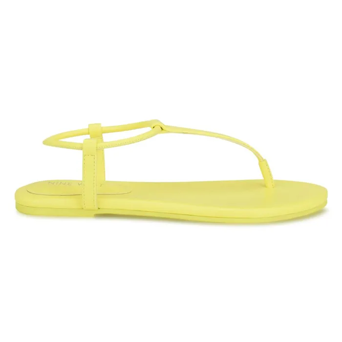 Bassie Flat Sandals Yellow Women Nine West Flats