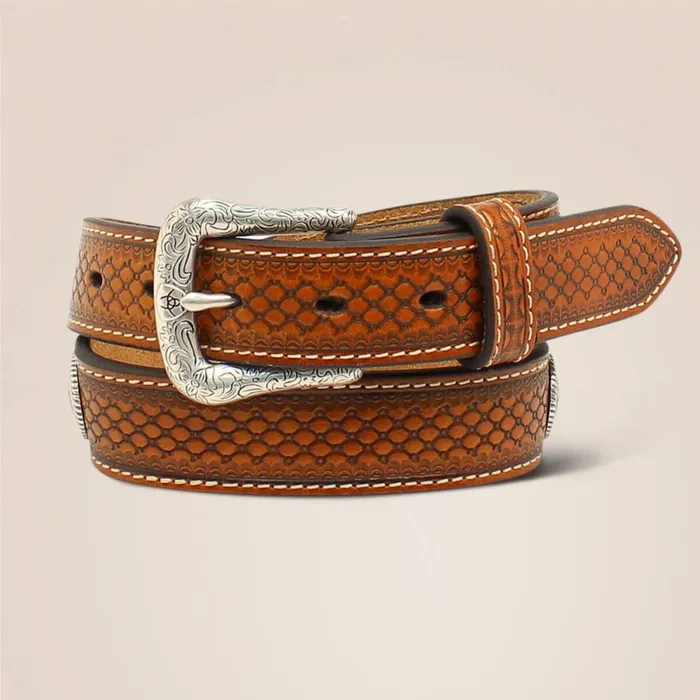 Beaded Tooled Belt Brown Kids Ariat Belts