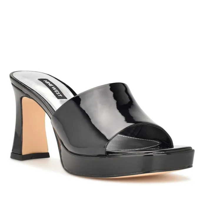 Beez Platform Sandals Black Patent Women Nine West Platforms Beez Platform Sandals Black Patent Women Nine West Platforms