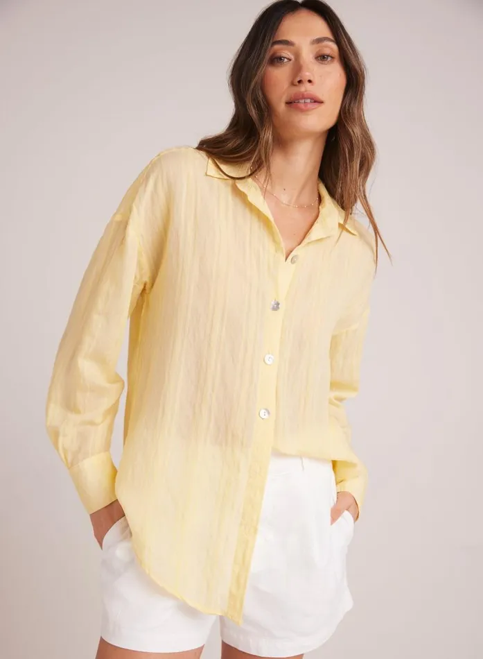 Bella Dahl Boyfriend Button Down 8211 Citron Yellow Women Button Down