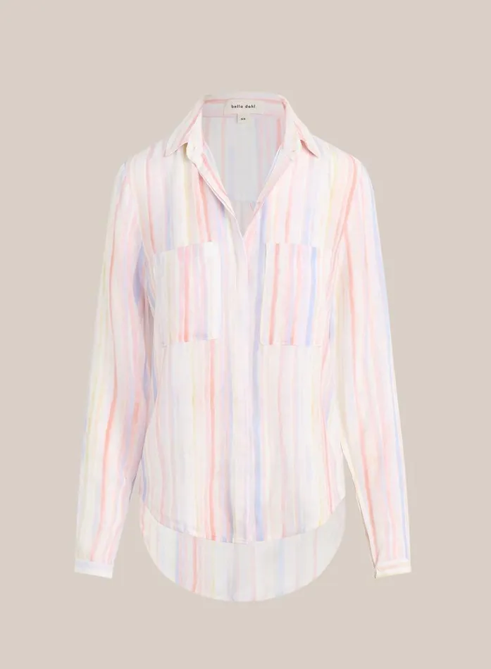 Bella Dahl Button Down Hipster 8211 Sunrise Stripe Print Women Button Down