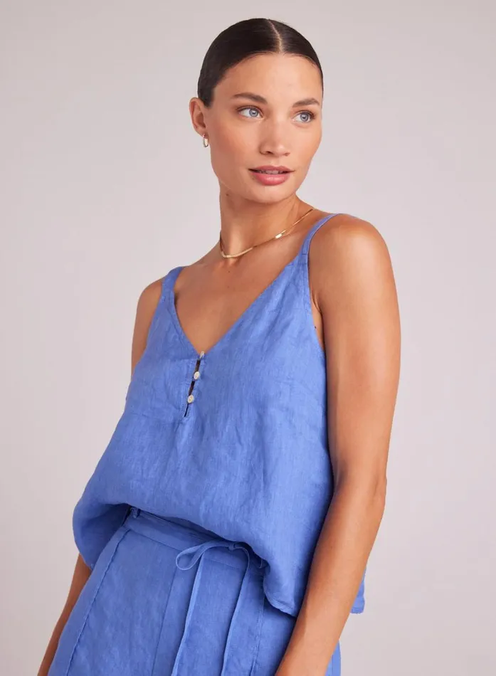 Bella Dahl Button Front Cami 8211 Bahia Blue Women Sleeveless