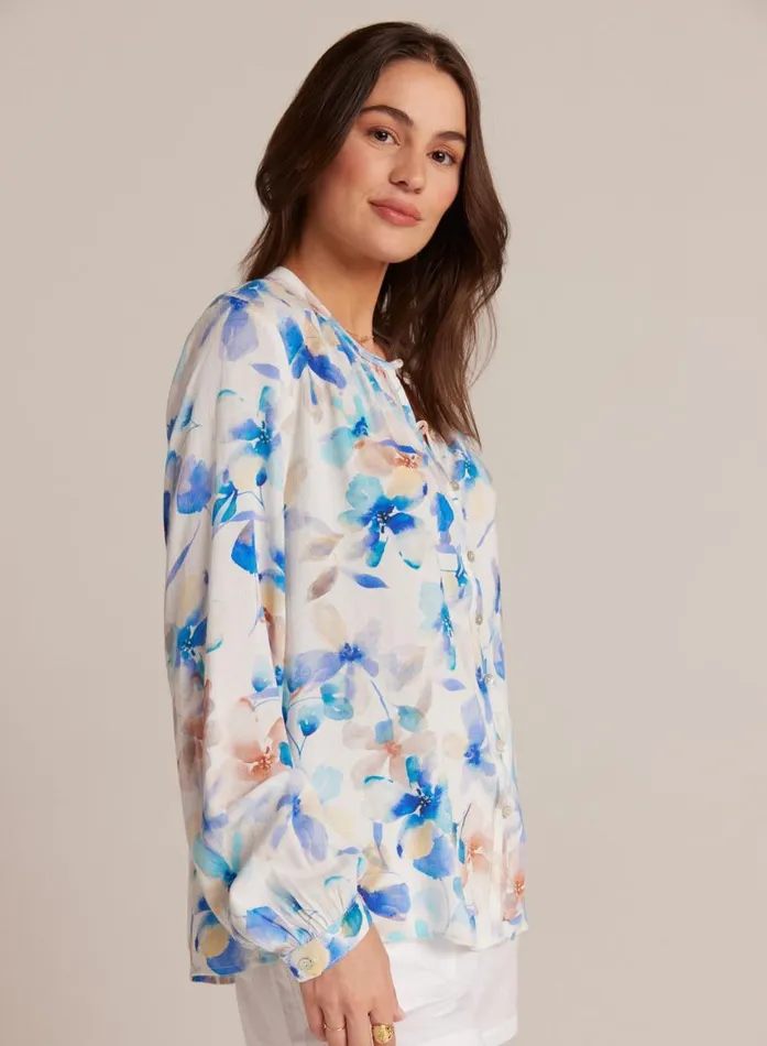 Bella Dahl Button Loop Front Shirt 8211 Malibu Floral Print Women Long Sleeve Bella Dahl Button Loop Front Shirt 8211 Malibu Floral Print Women Long Sleeve