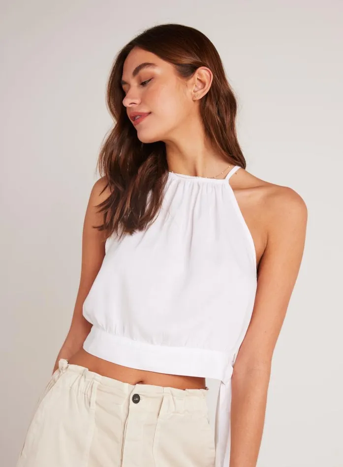 Bella Dahl Cropped Side Tie Halter 8211 White Women Sleeveless