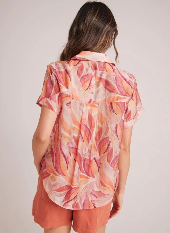 Bella Dahl Cuffed Short Sleeve Shirt 8211 Painted Leaves Print Women Short Sleeve Bella Dahl Cuffed Short Sleeve Shirt 8211 Painted Leaves Print Women Short Sleeve