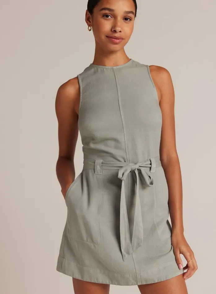 Bella Dahl Fitted Zip Back Dress 8211 Sage Oasis Women Mini Dresses