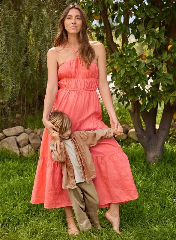 Bella Dahl Gathered Halter Midi Dress 8211 Hibiscus Bloom Women Midi Dresses