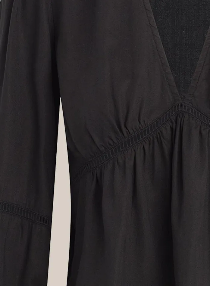 Bella Dahl Ladder Trim Peplum Top 8211 Black Women Long Sleeve Bella Dahl Ladder Trim Peplum Top 8211 Black Women Long Sleeve