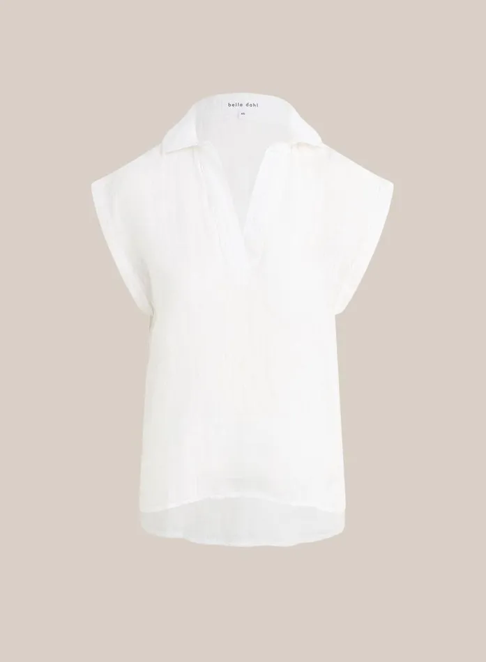 Bella Dahl Linen Short Sleeve Pullover 8211 White Women Short Sleeve