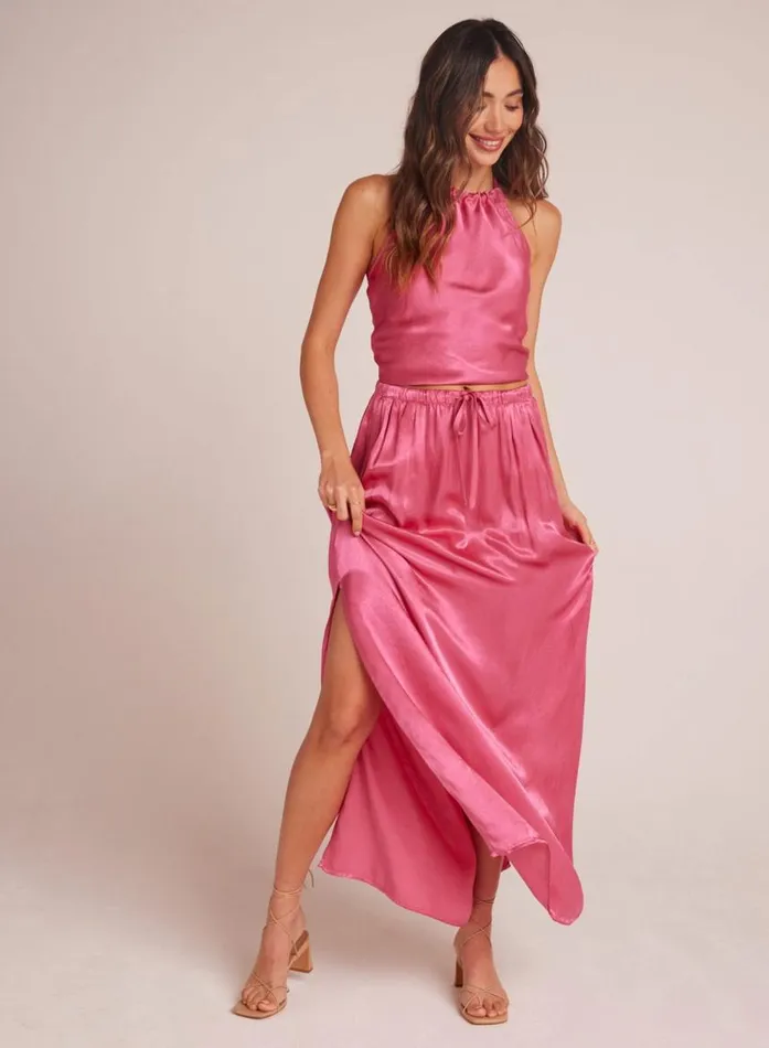 Bella Dahl Pleat Front Maxi Skirt 8211 Tidal Pink Women Skirts