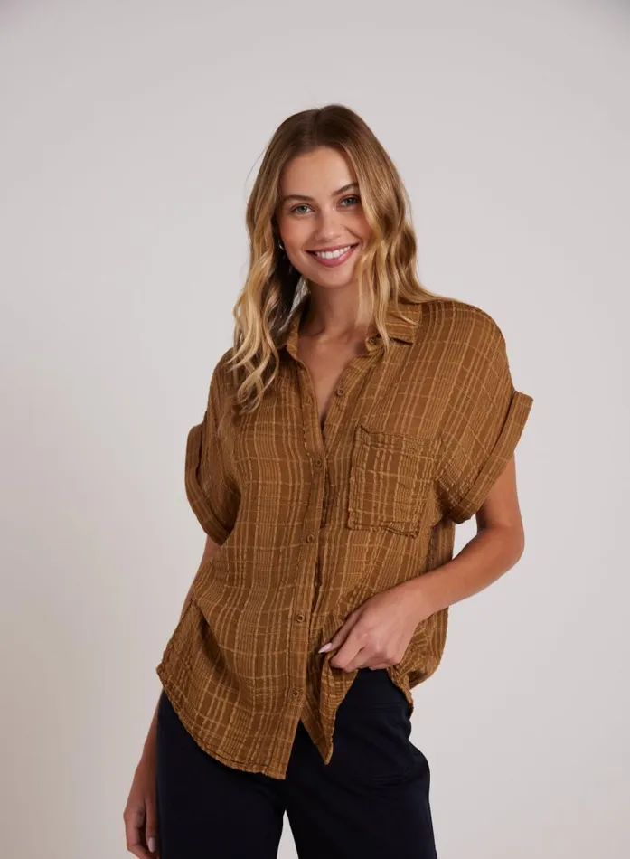 Bella Dahl Short Sleeve Pocket Button Down 8211 Topaz Gold Women Button Down