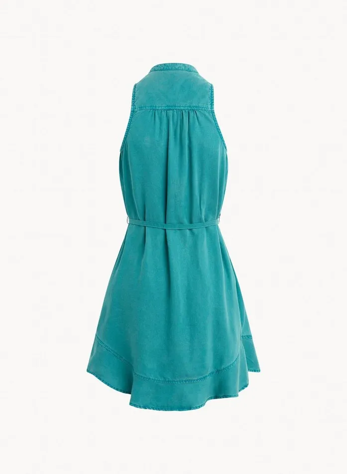 Bella Dahl Sleeveless Ruffle Hem Placket Dress 8211 Deep Azure Women Mini Dresses Bella Dahl Sleeveless Ruffle Hem Placket Dress 8211 Deep Azure Women Mini Dresses