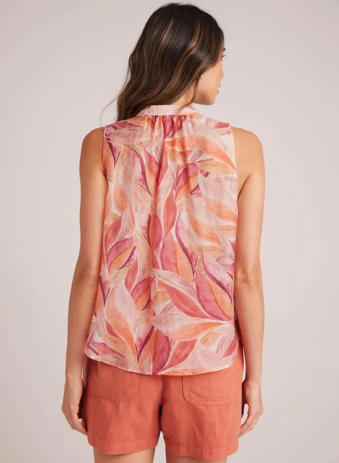 Bella Dahl Sleeveless Shirred Shoulder Blouse 8211 Painted Leaves Print Women Sleeveless Bella Dahl Sleeveless Shirred Shoulder Blouse 8211 Painted Leaves Print Women Sleeveless