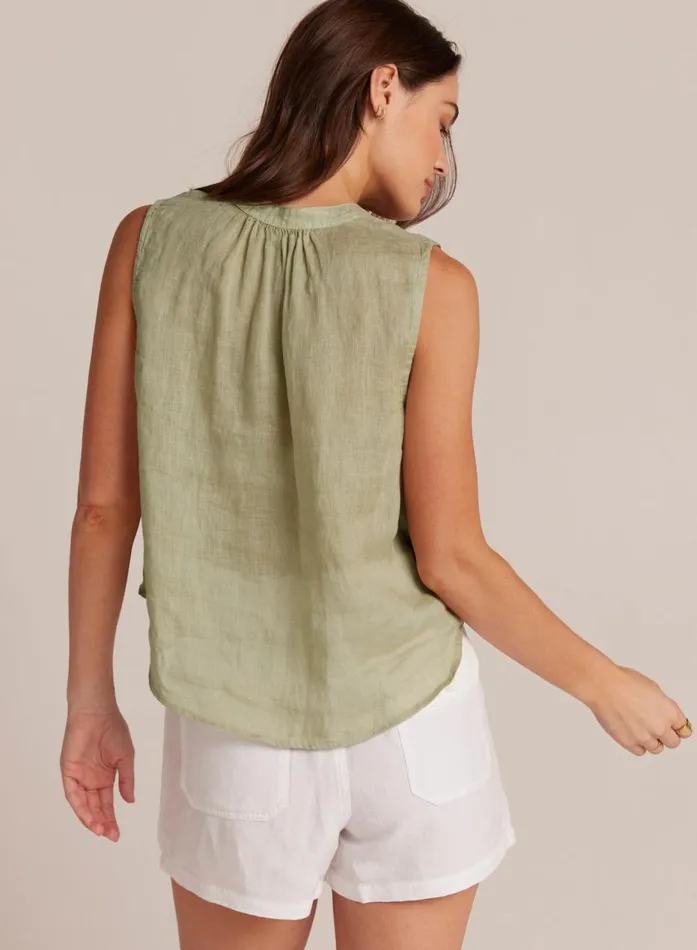 Bella Dahl Sleeveless Shirred Shoulder Blouse 8211 Pale Palm Women Sleeveless Bella Dahl Sleeveless Shirred Shoulder Blouse 8211 Pale Palm Women Sleeveless