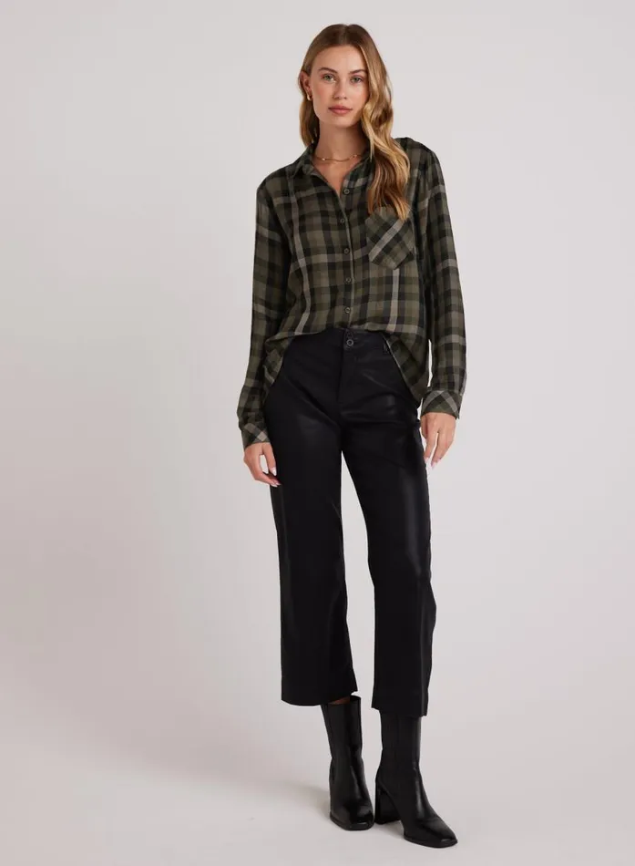 Bella Dahl Slouchy Pocket Button Down 8211 Olive Plaid Women Button Down