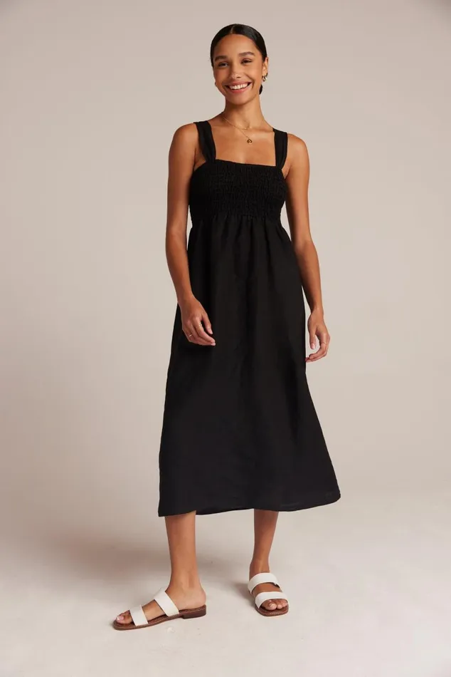 Bella Dahl Smocked Linen Midi Dress 8211 Black Women Midi Dresses Bella Dahl Smocked Linen Midi Dress 8211 Black Women Midi Dresses