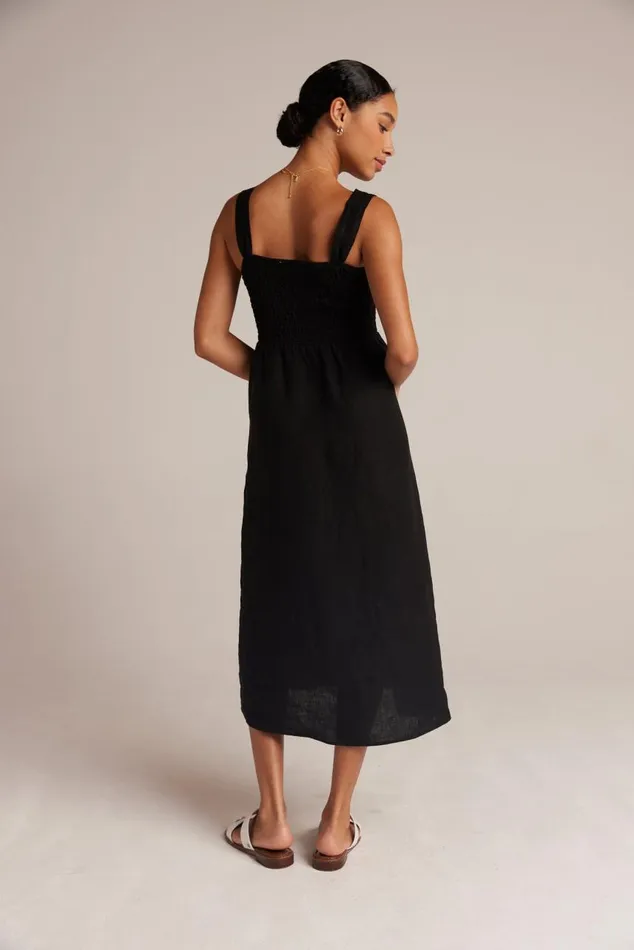 Bella Dahl Smocked Linen Midi Dress 8211 Black Women Midi Dresses Bella Dahl Smocked Linen Midi Dress 8211 Black Women Midi Dresses