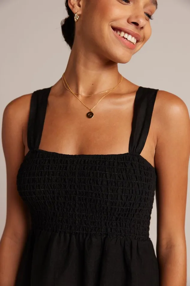 Bella Dahl Smocked Linen Midi Dress 8211 Black Women Midi Dresses Bella Dahl Smocked Linen Midi Dress 8211 Black Women Midi Dresses
