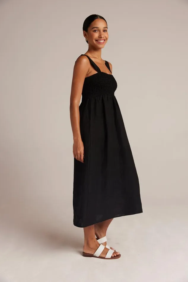 Bella Dahl Smocked Linen Midi Dress 8211 Black Women Midi Dresses Bella Dahl Smocked Linen Midi Dress 8211 Black Women Midi Dresses