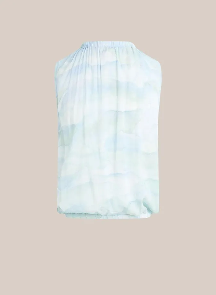 Bella Dahl Smocked Neck Tank 8211 Waves Camo Print Women Sleeveless Bella Dahl Smocked Neck Tank 8211 Waves Camo Print Women Sleeveless