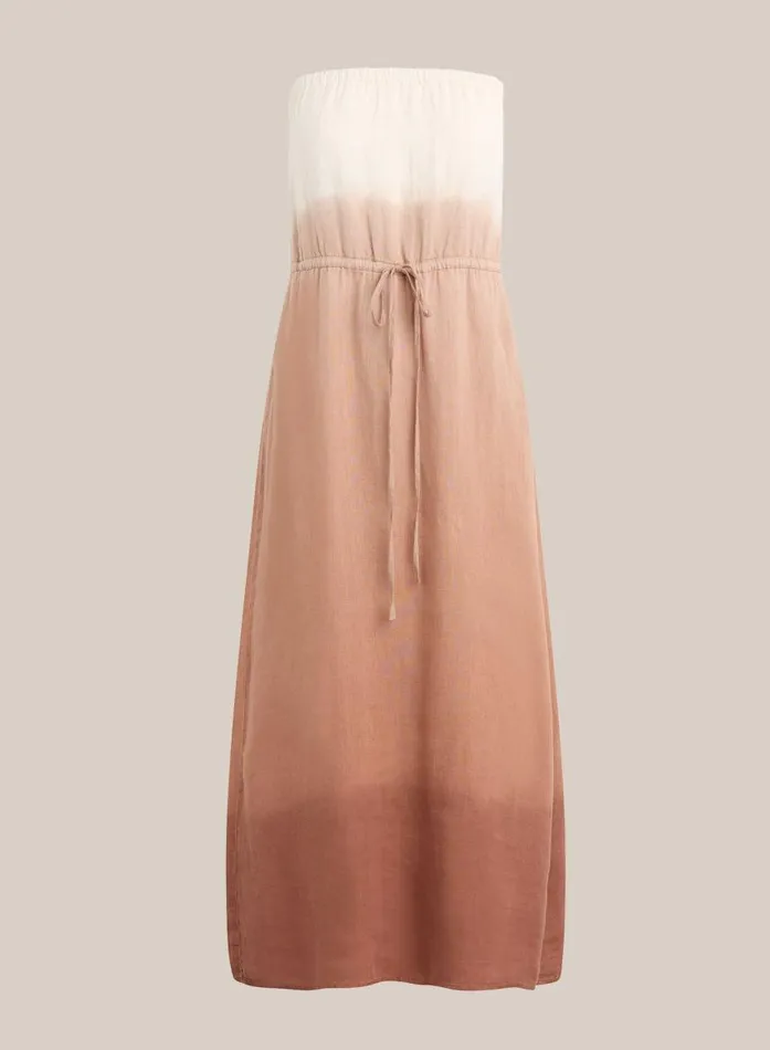 Bella Dahl Strapless Linen Maxi Dress 8211 Coconut Ombre Dye Women Maxi Dresses