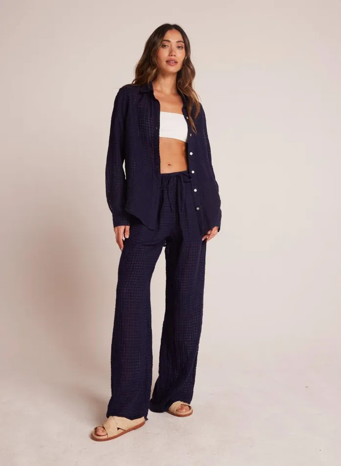 Bella Dahl Wide Leg Pocket Beach Pant 8211 Tropic Navy Women Pants