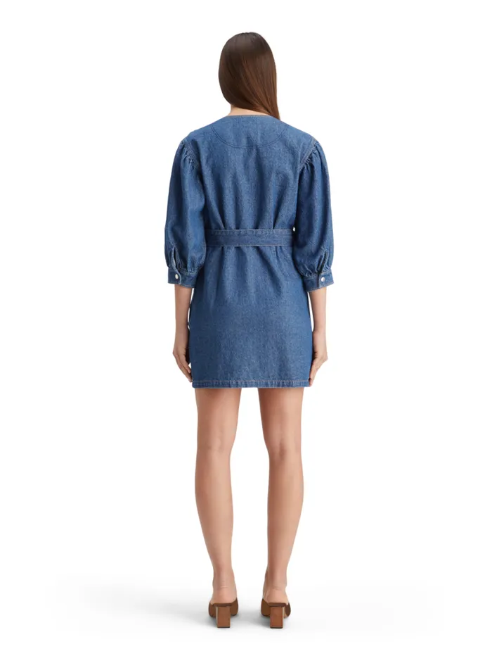 Belted V 8211 Neck Washed Denim Dress Washed Indigo Women Scotch and Soda Dresses and Jumpsuits Belted V 8211 Neck Washed Denim Dress Washed Indigo Women Scotch and Soda Dresses and Jumpsuits