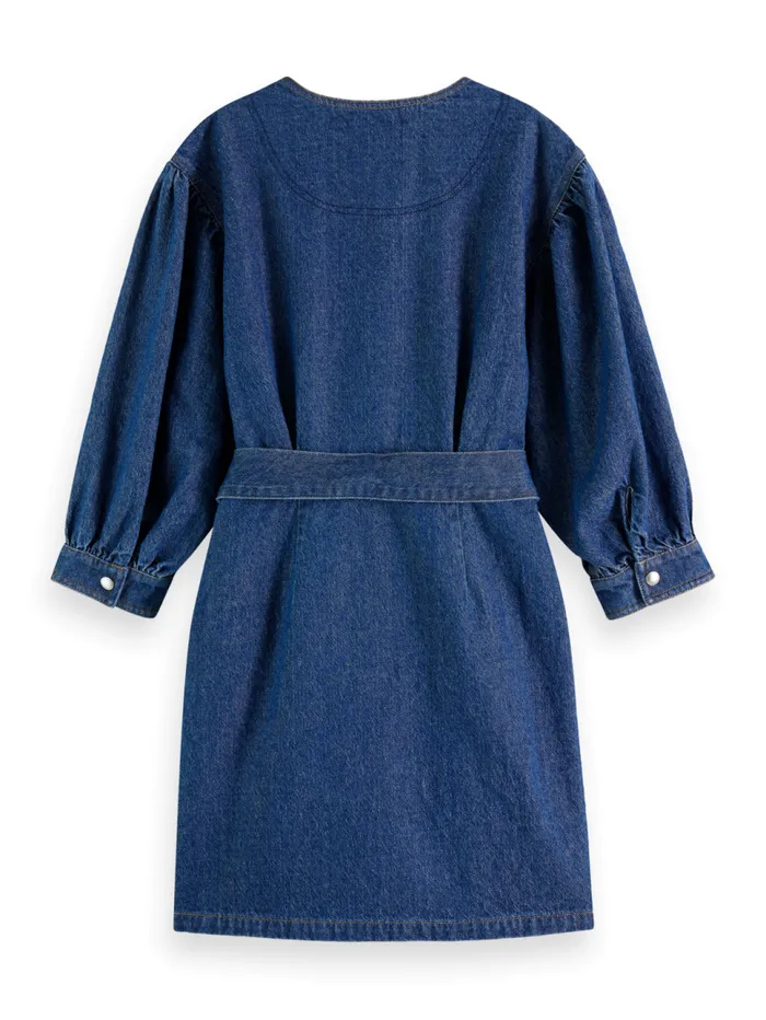 Belted V 8211 Neck Washed Denim Dress Washed Indigo Women Scotch and Soda Dresses and Jumpsuits Belted V 8211 Neck Washed Denim Dress Washed Indigo Women Scotch and Soda Dresses and Jumpsuits