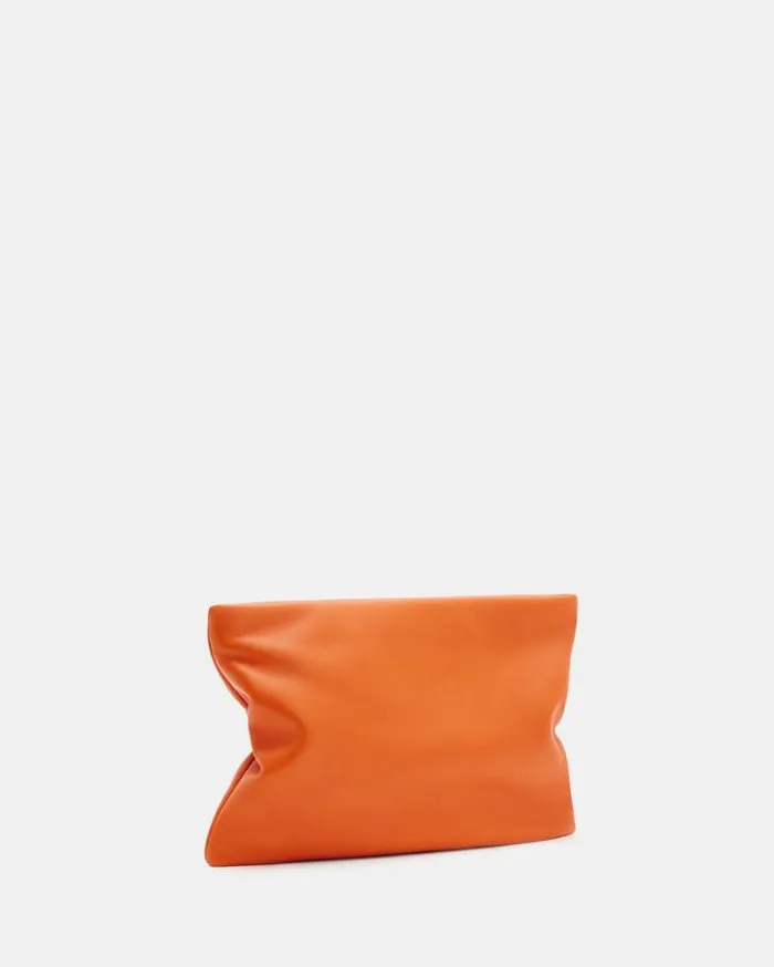 Bettina Chain Leather Clutch Bag Pyrole Orange Women AllSaints Handbags and Wallets Bettina Chain Leather Clutch Bag Pyrole Orange Women AllSaints Handbags and Wallets