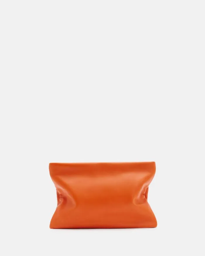 Bettina Chain Leather Clutch Bag Pyrole Orange Women AllSaints Handbags and Wallets Bettina Chain Leather Clutch Bag Pyrole Orange Women AllSaints Handbags and Wallets