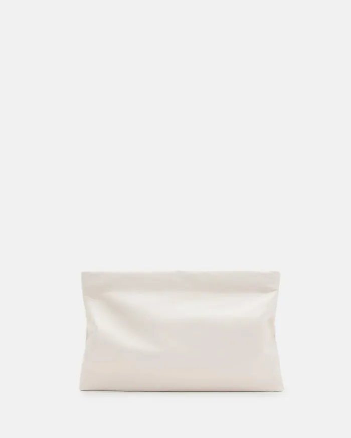 Bettina Leather Clutch Bag Desert White Women AllSaints Handbags and Wallets