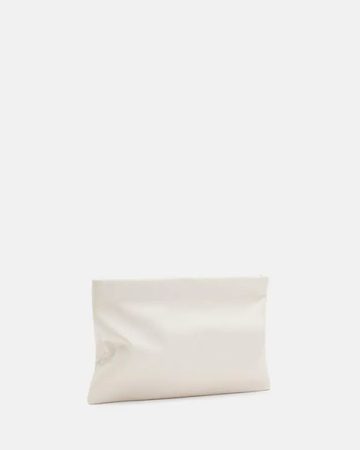 Bettina Leather Clutch Bag Desert White Women AllSaints Handbags and Wallets Bettina Leather Clutch Bag Desert White Women AllSaints Handbags and Wallets
