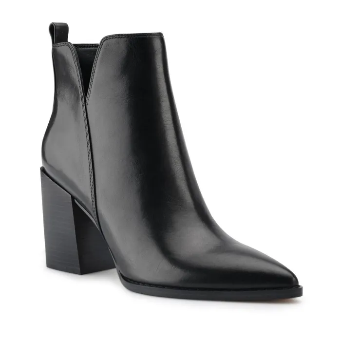 Birds Block Heel Booties Black Leather Women Nine West Boots and Booties Birds Block Heel Booties Black Leather Women Nine West Boots and Booties