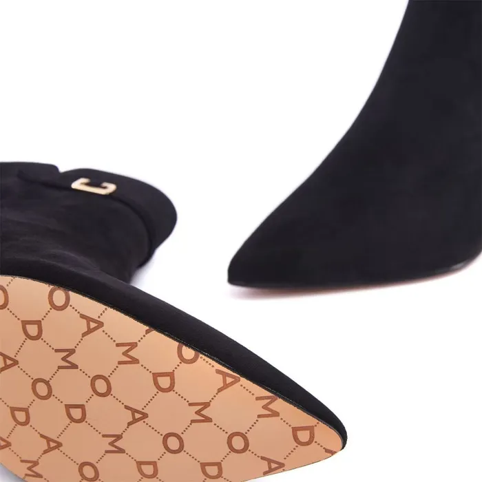 Black Boots Women Moda In Pelle Pierres Black Alcantara