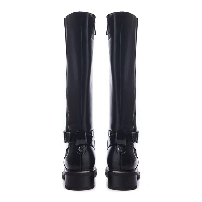 Black Boots Women Moda In Pelle Shanelle Black Porvair