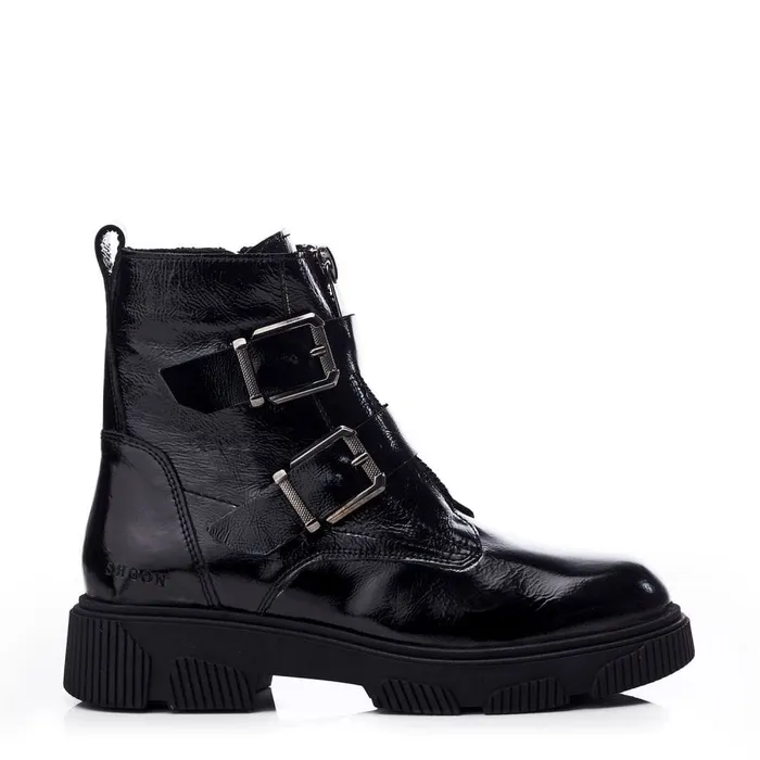 Black Boots Women Moda In Pelle Shoon Sh Soller Black Patent Leather