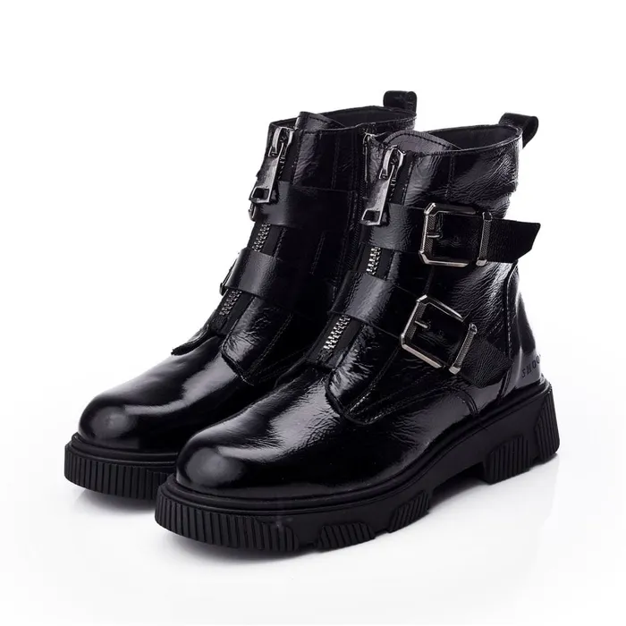 Black Boots Women Moda In Pelle Shoon Sh Soller Black Patent Leather