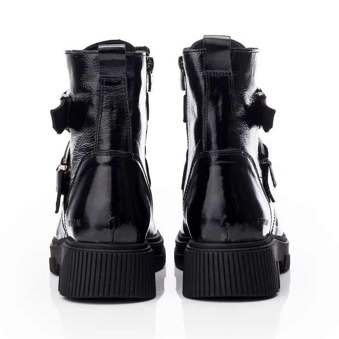 Black Boots Women Moda In Pelle Shoon Sh Soller Black Patent Leather