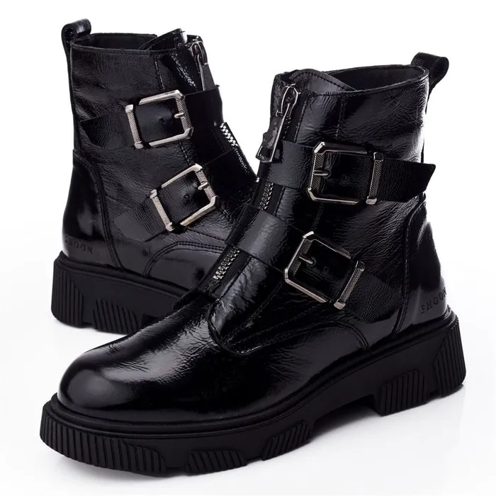 Black Boots Women Moda In Pelle Shoon Sh Soller Black Patent Leather